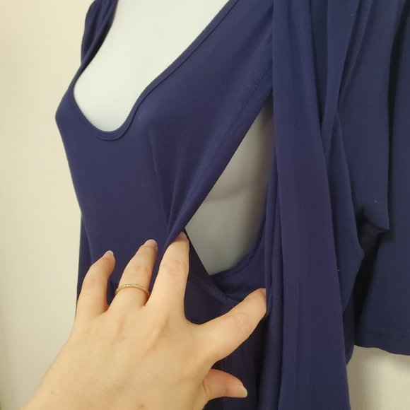 Latched Mama Womens Half Sleeve Knee Length Dress Size L Blue Coral Colorblock - Picture 4 of 11